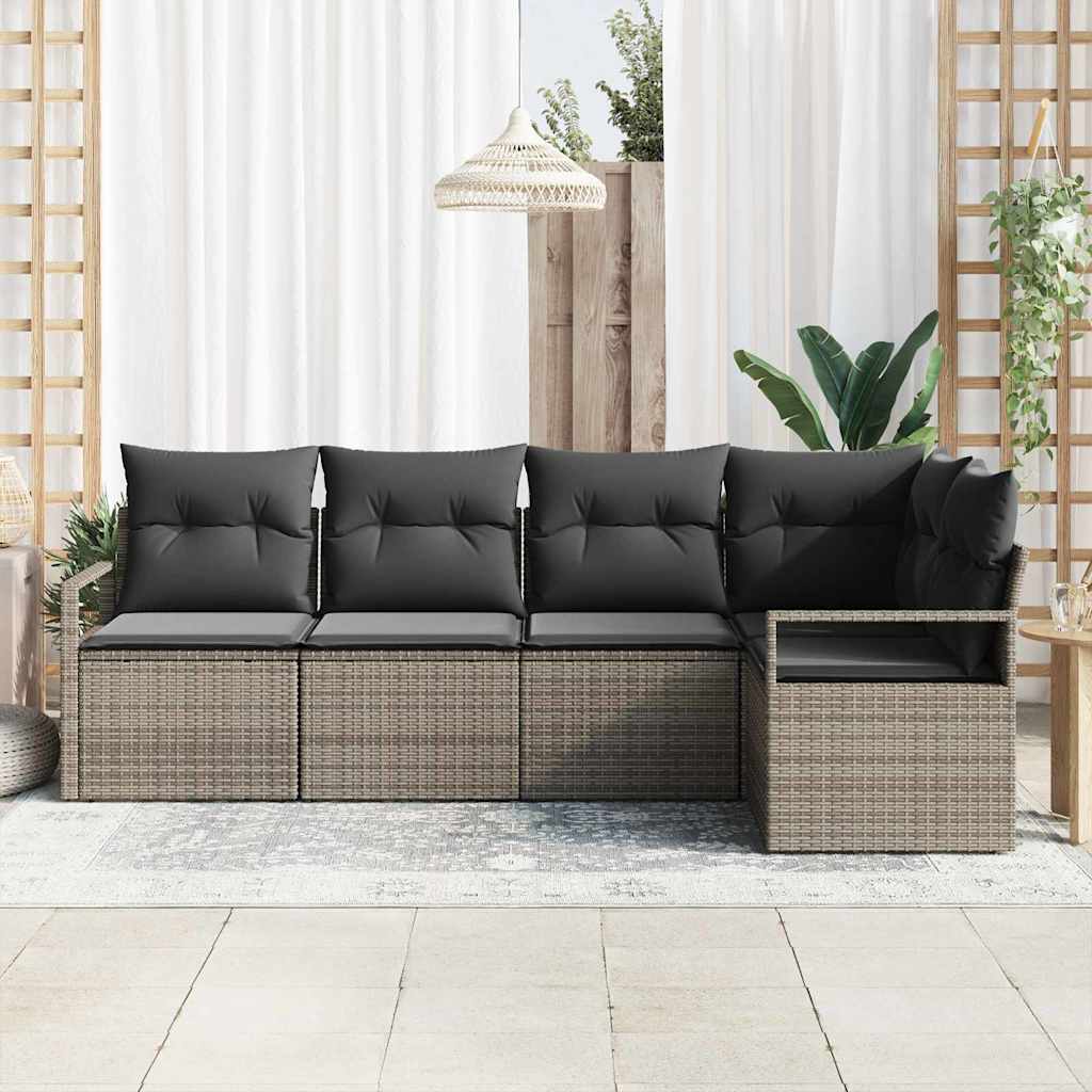 Sofa Sæt 5 pcs Grå polyrattan