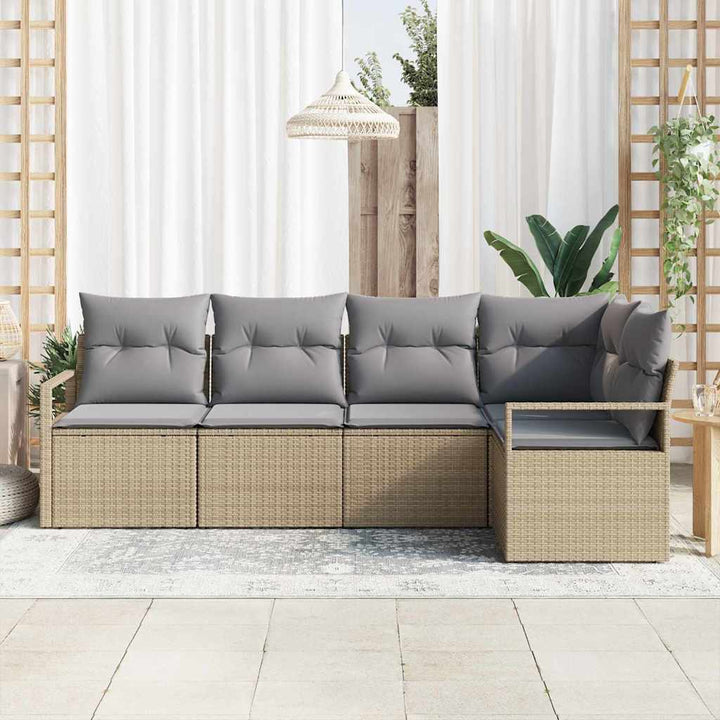 Sofa Sæt med pude 5 pcs Beige polyrattan