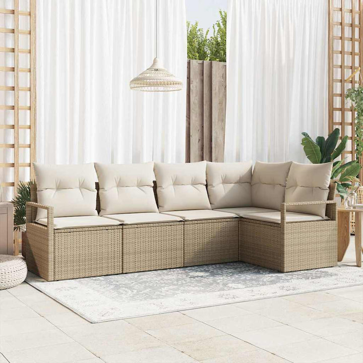 Sofa Sæt med pude 5 pcs Beige polyrattan