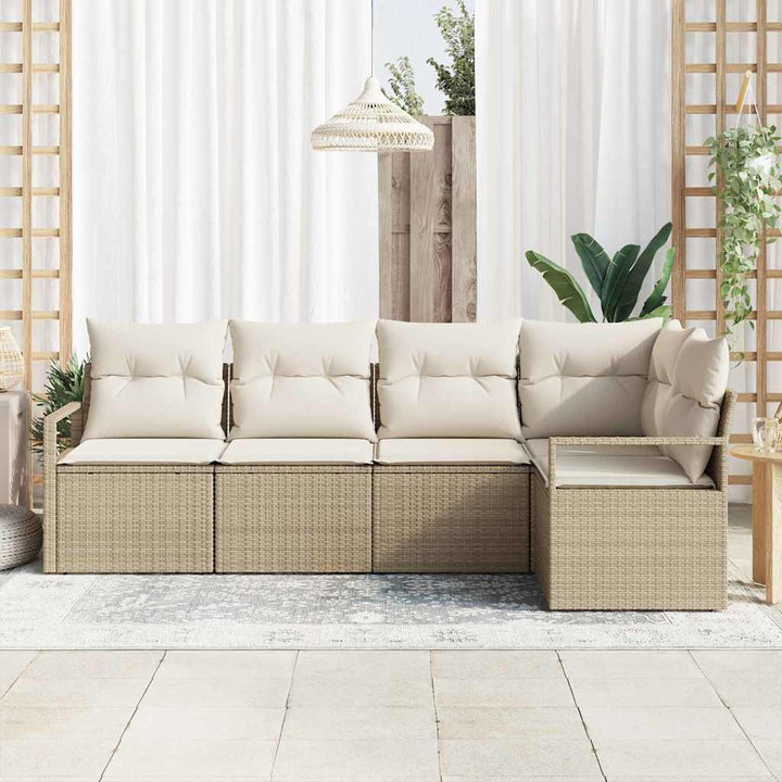Sofa Sæt med pude 5 pcs Beige polyrattan
