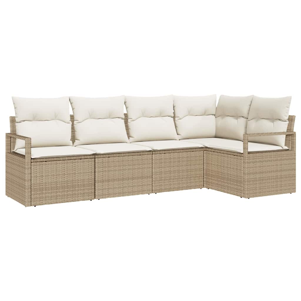 Sofa Sæt med pude 5 pcs Beige polyrattan