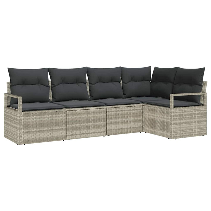 Sofa Sæt med pude 5 pcs Lysegrå polyrattan