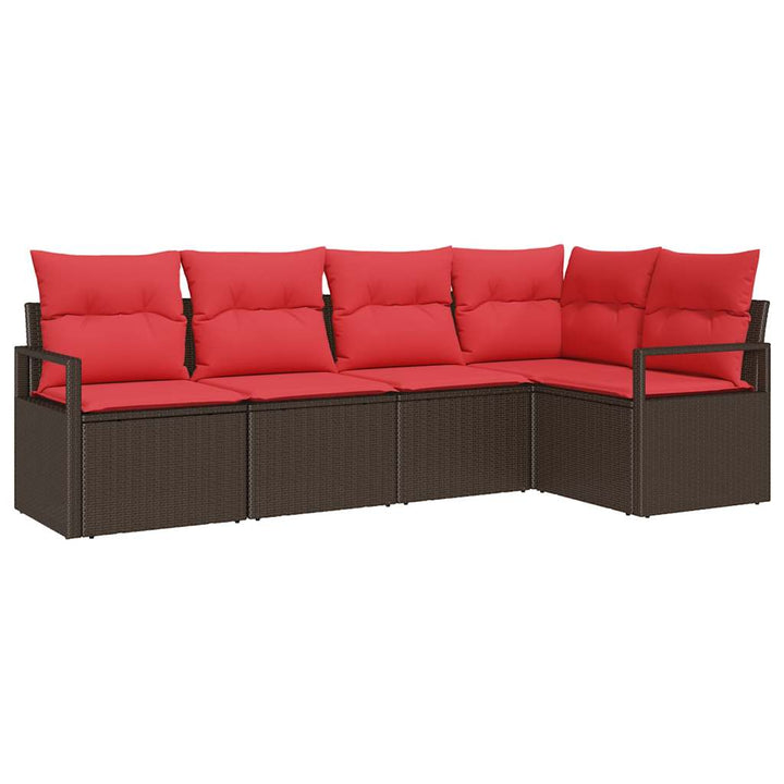 Sofa Sæt 5 pcs Brun polyrattan