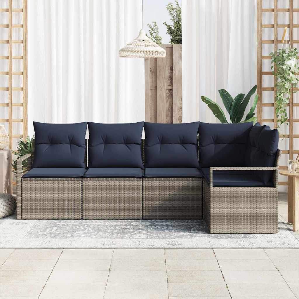 Sofa Sæt 5 pcs Grå polyrattan
