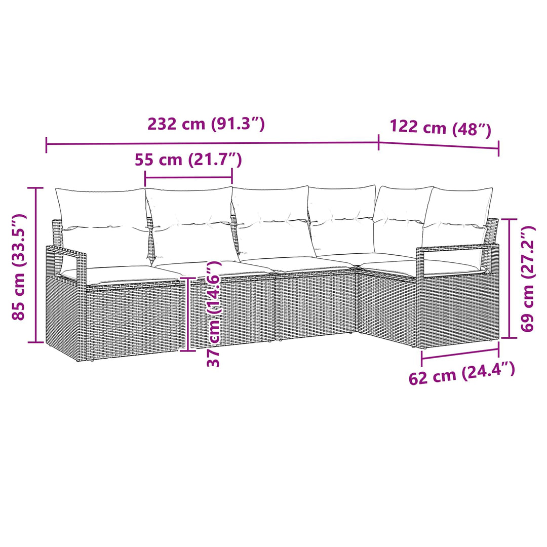 Sofa Sæt 5 pcs Grå polyrattan