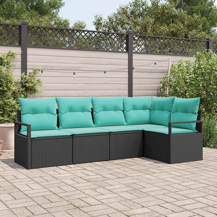 Sofa Sæt 5 pcs Sort polyrattan