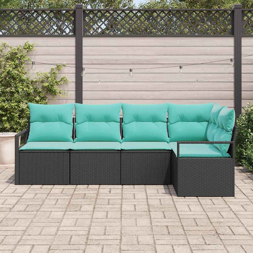 Sofa Sæt 5 pcs Sort polyrattan