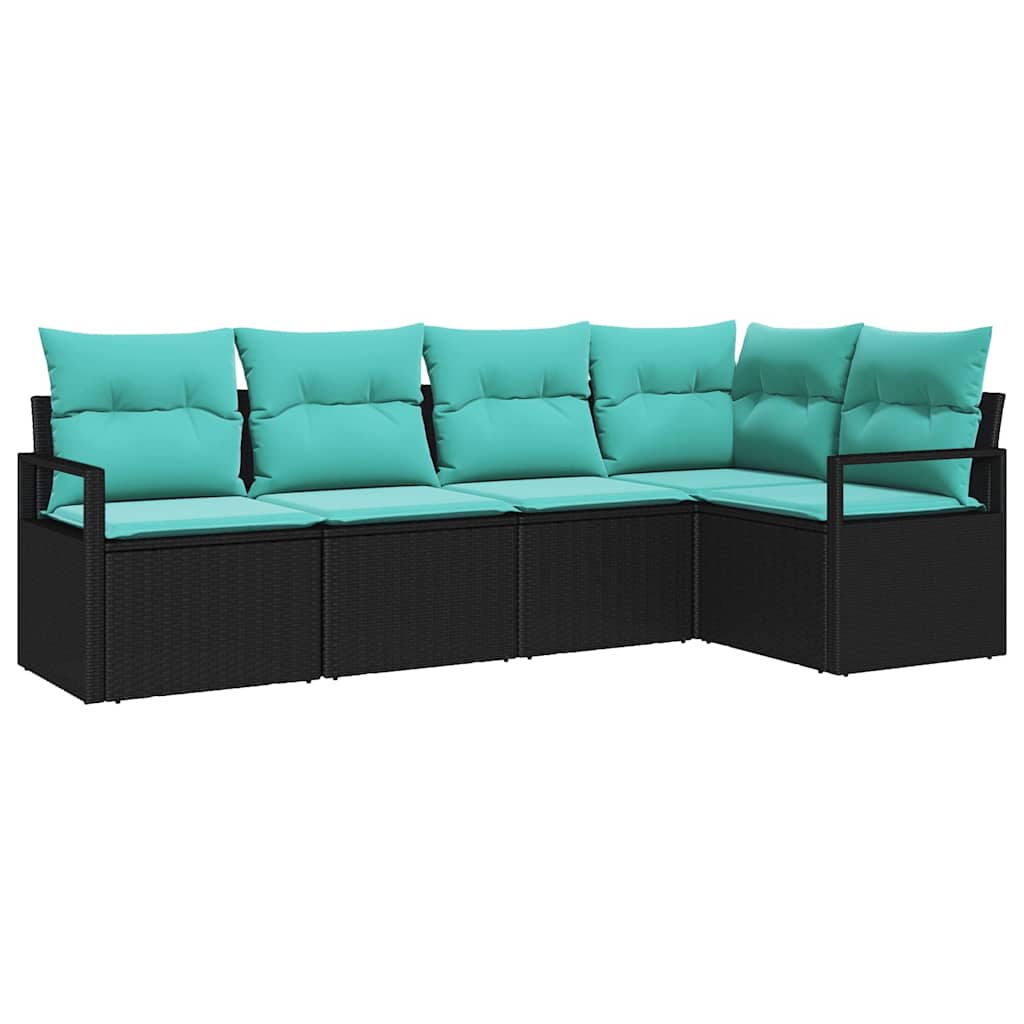 Sofa Sæt 5 pcs Sort polyrattan