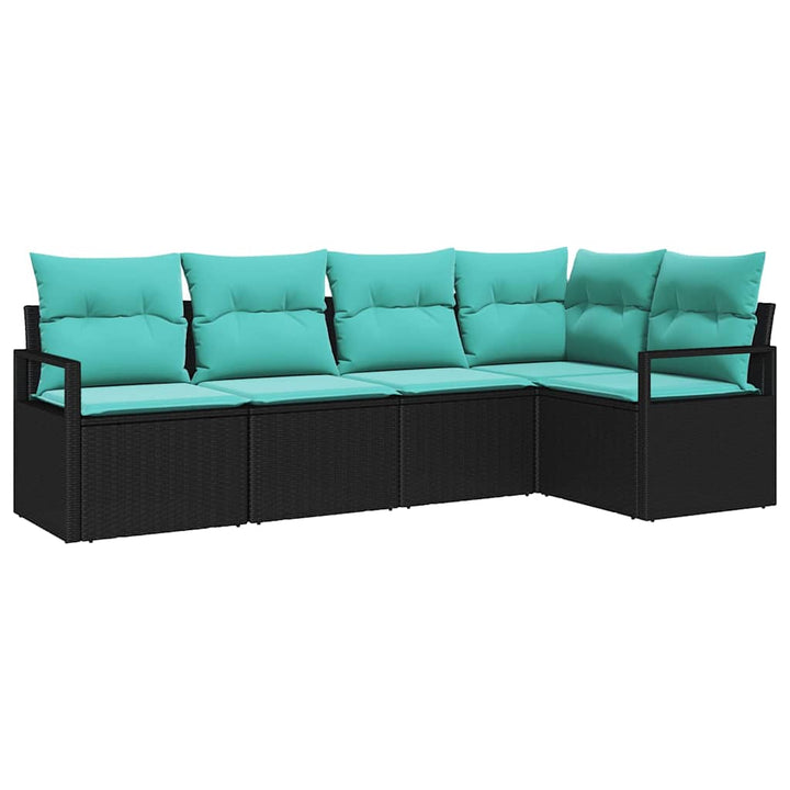 Sofa Sæt 5 pcs Sort polyrattan