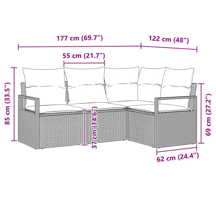 Sofa Sæt 5 pcs Sort polyrattan