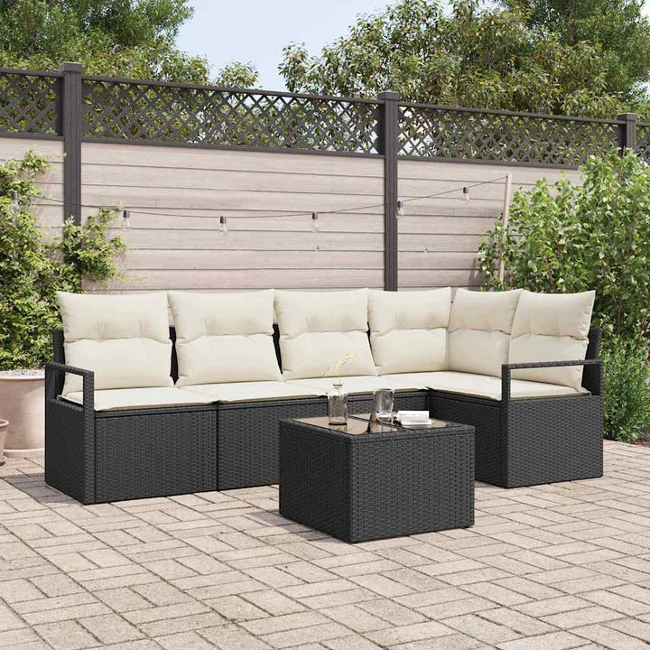 Sofa Sæt 6 stk. Sort polyrattan