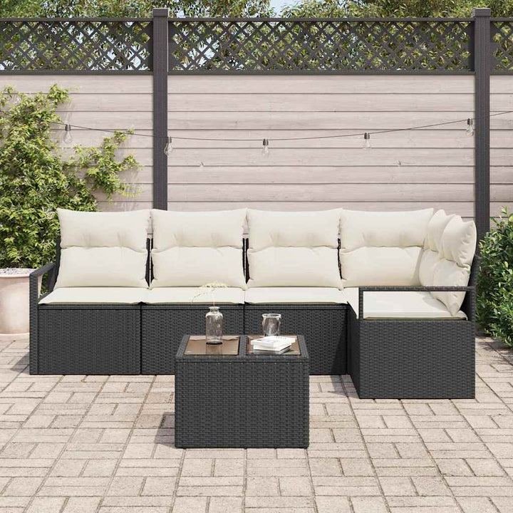 Sofa Sæt 6 stk. Sort polyrattan