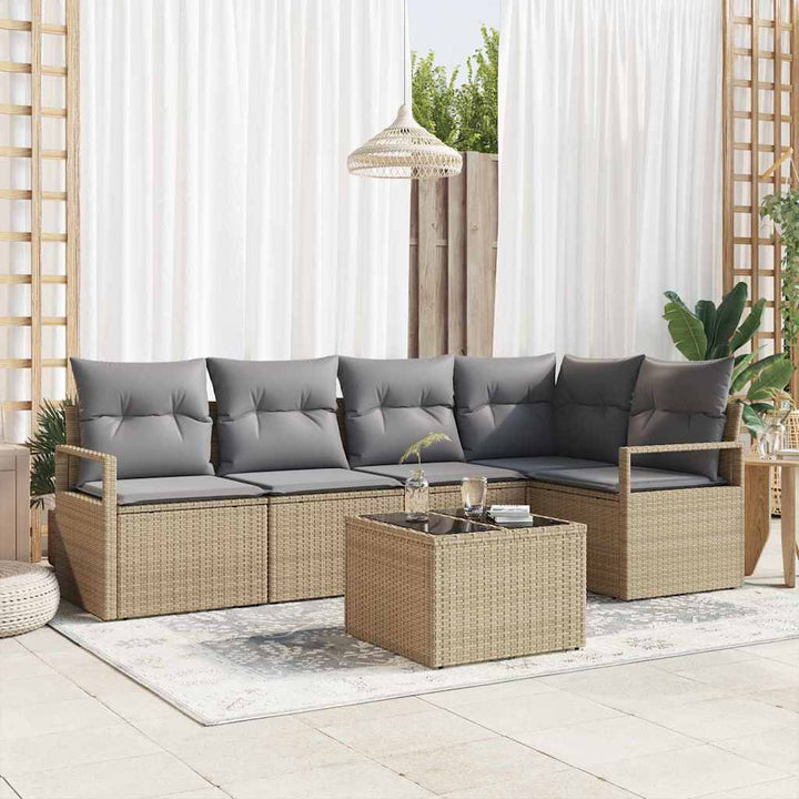 Sofa Sæt 6 pcs Beige polyrattan