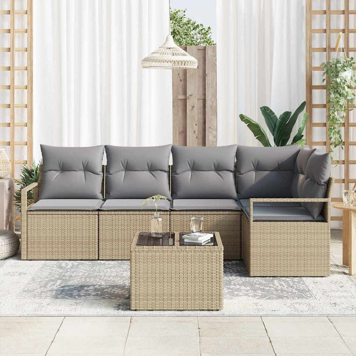 Sofa Sæt 6 pcs Beige polyrattan