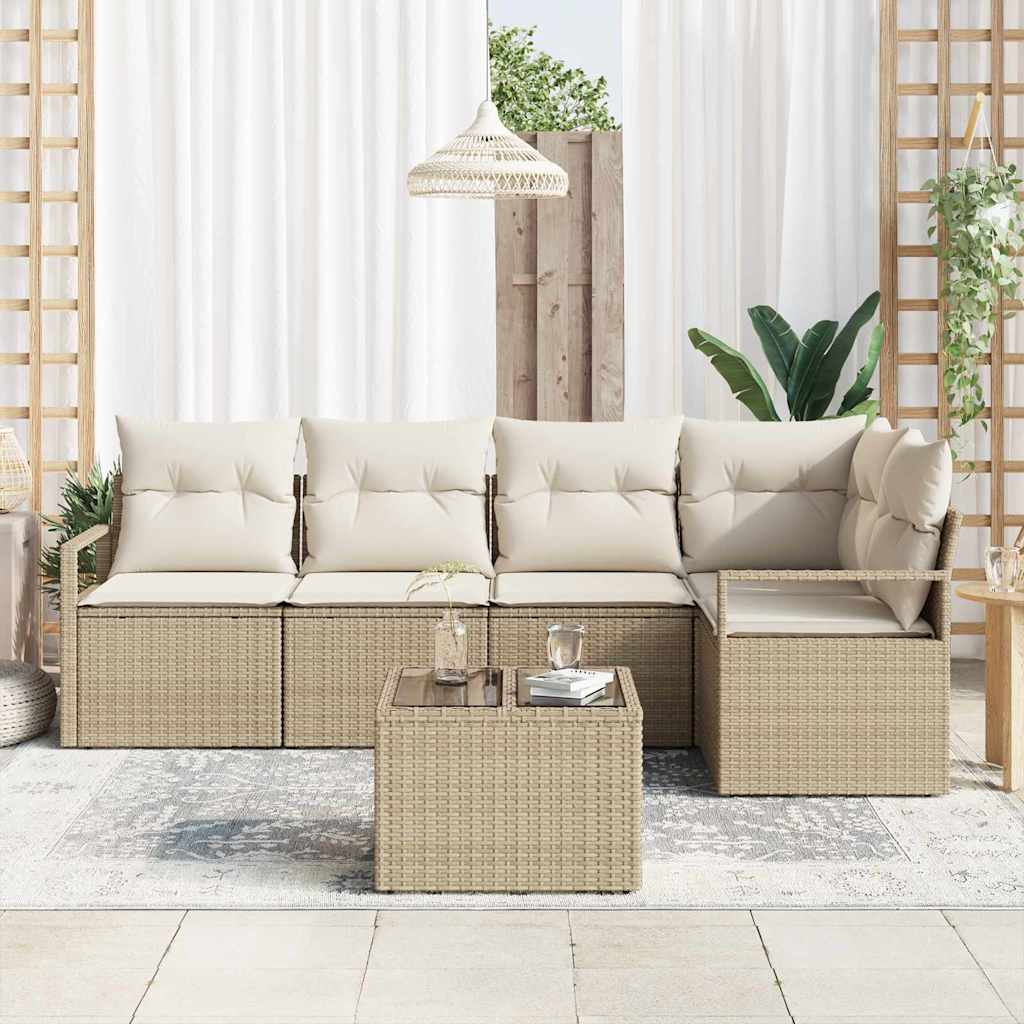 Sofa Sæt 6 pcs Beige polyrattan