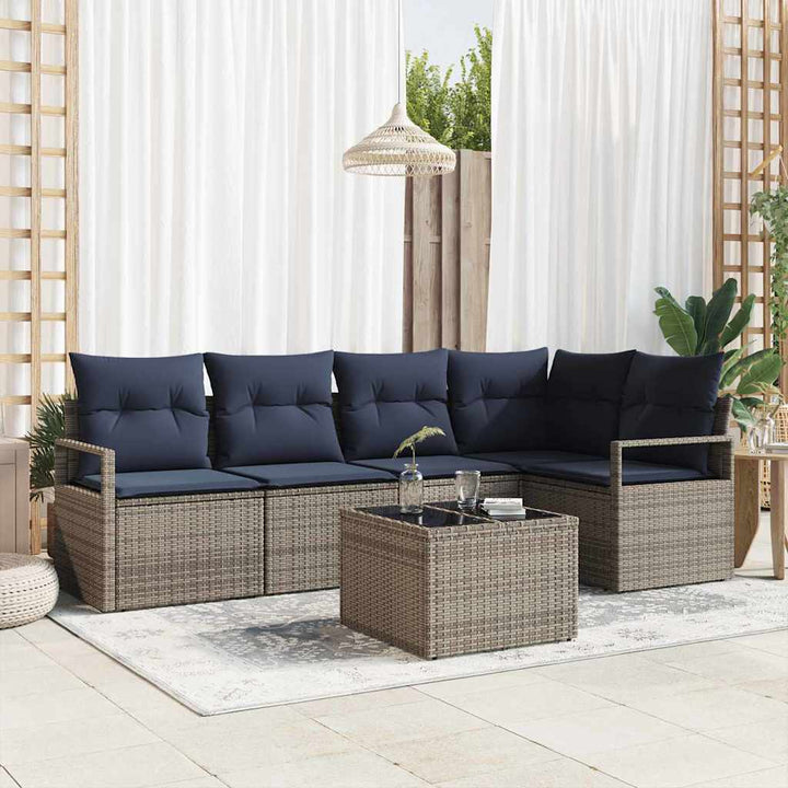 Sofa Sæt 6 pcs Grå polyrattan