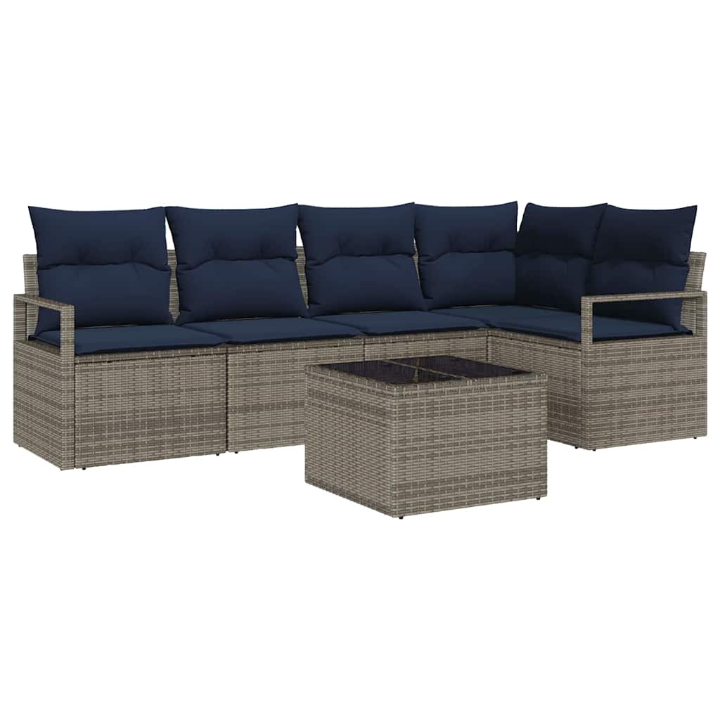 Sofa Sæt 6 pcs Grå polyrattan