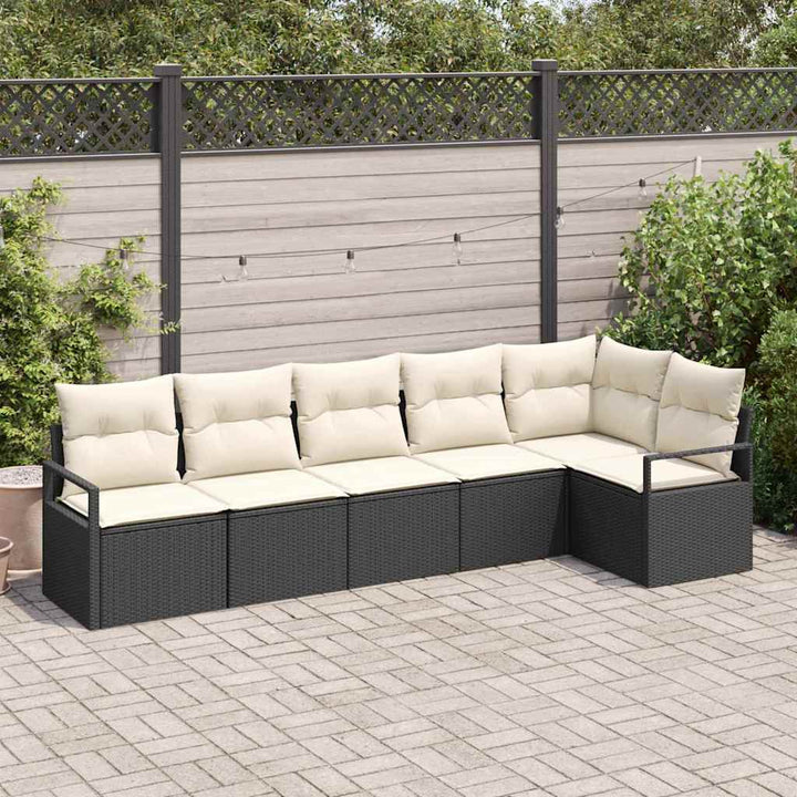 Sofa Sæt 6 pcs Sort polyrattan