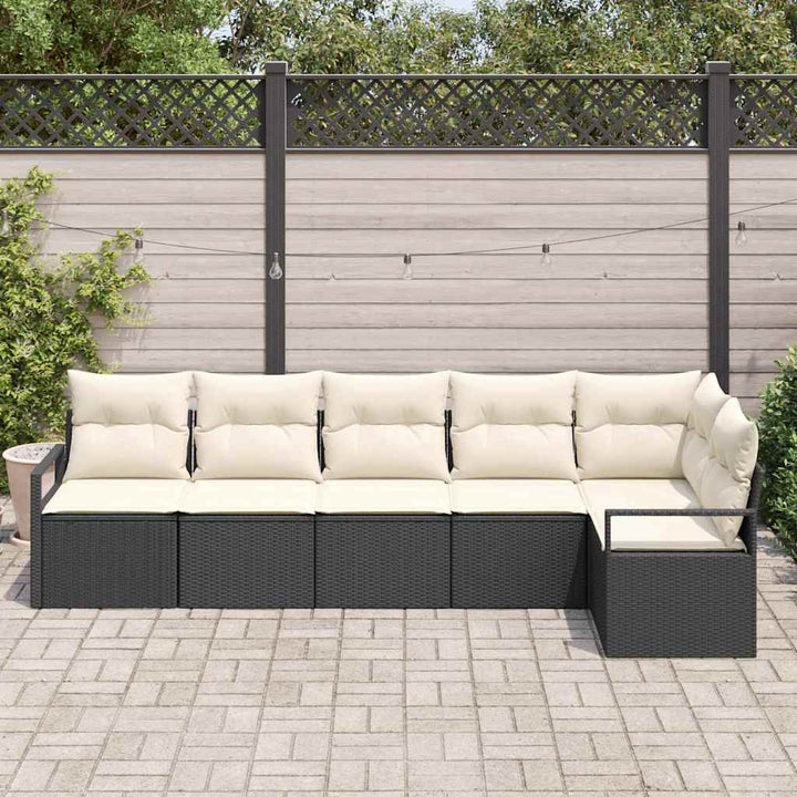 Sofa Sæt 6 pcs Sort polyrattan