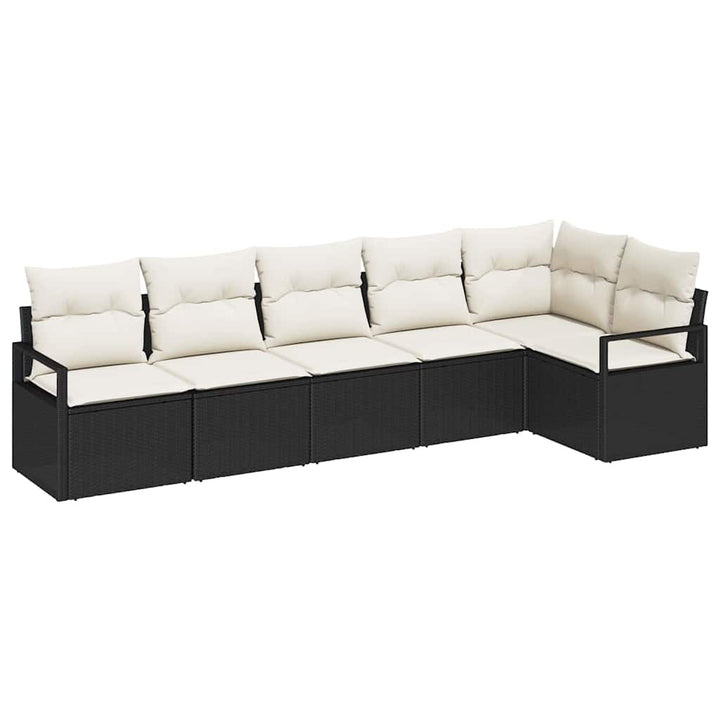 Sofa Sæt 6 pcs Sort polyrattan