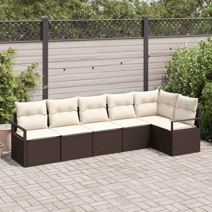 Sofa Sæt 6 pcs Brun polyrattan
