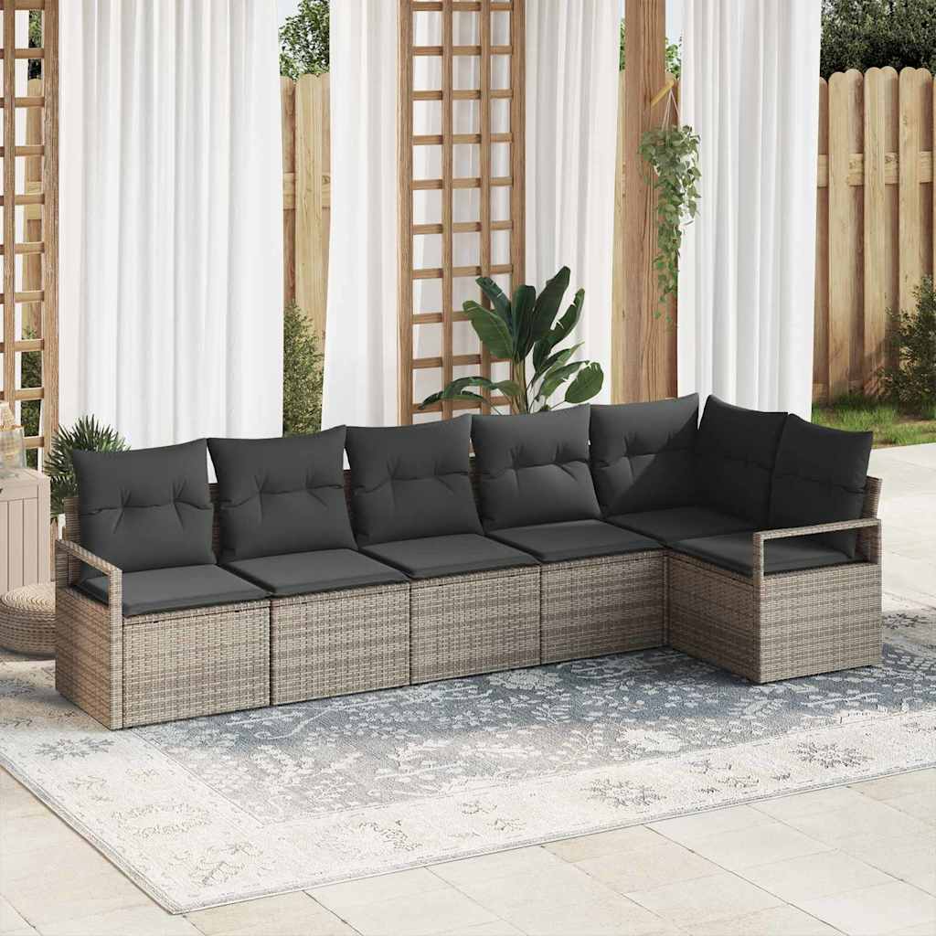 Sofa Sæt 6 pcs Grå polyrattan