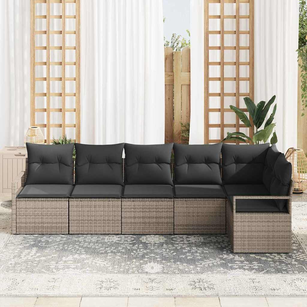 Sofa Sæt 6 pcs Grå polyrattan
