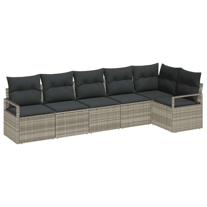 Sofa Sæt 6 pcs Lysegrå polyrattan