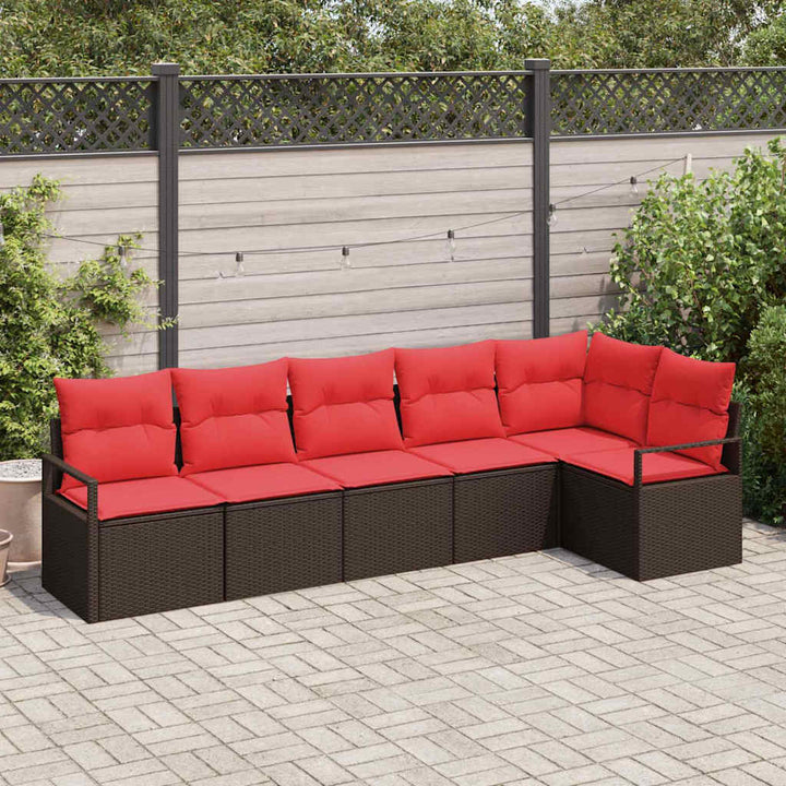 Sofa Sæt 6 pcs Brun polyrattan