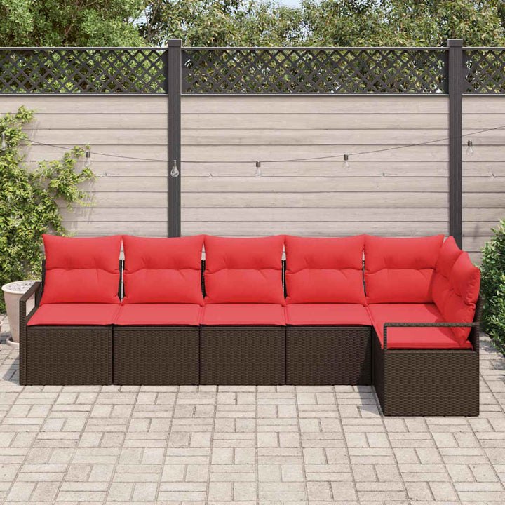 Sofa Sæt 6 pcs Brun polyrattan