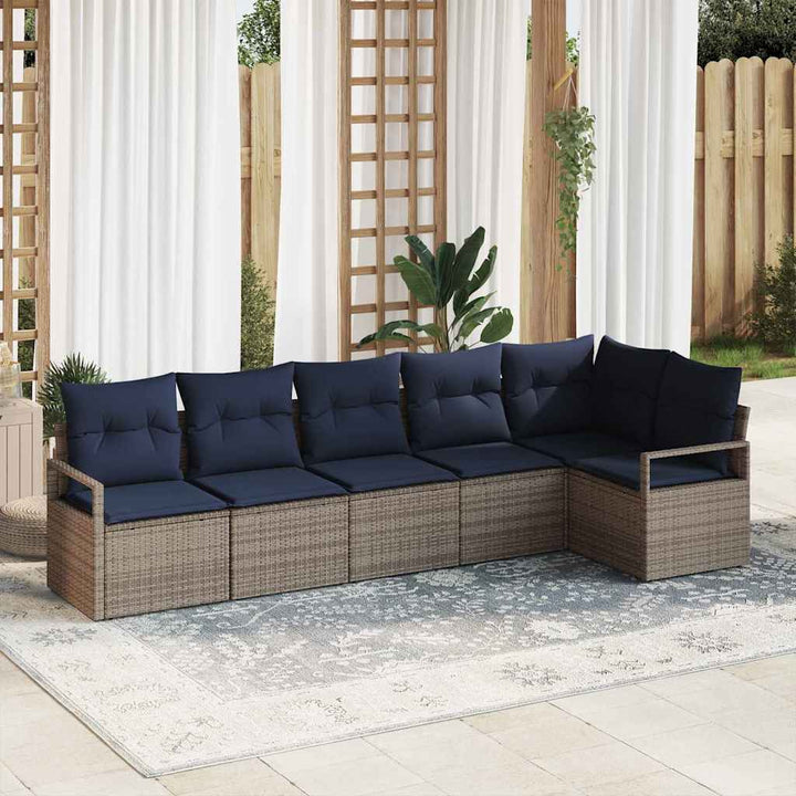 Sofa Sæt 6 pcs Grå polyrattan