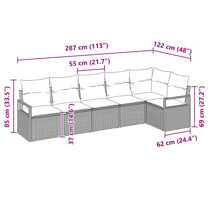 Sofa Sæt 6 pcs Grå polyrattan