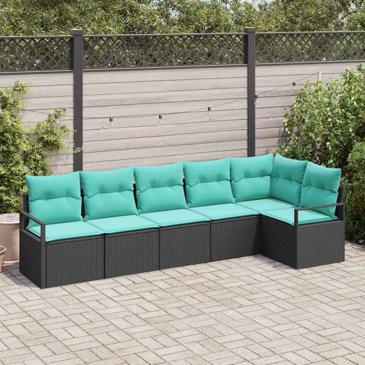Sofa Sæt 6 pcs Sort polyrattan