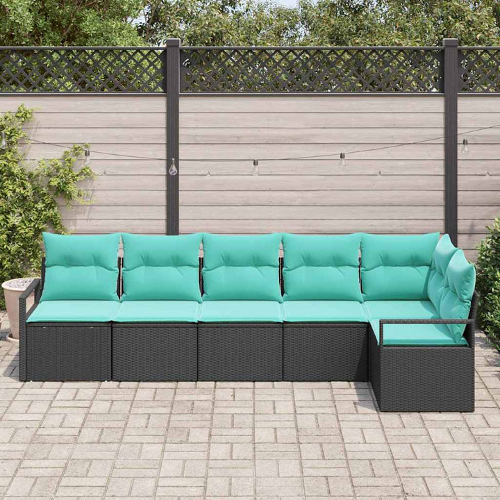 Sofa Sæt 6 pcs Sort polyrattan
