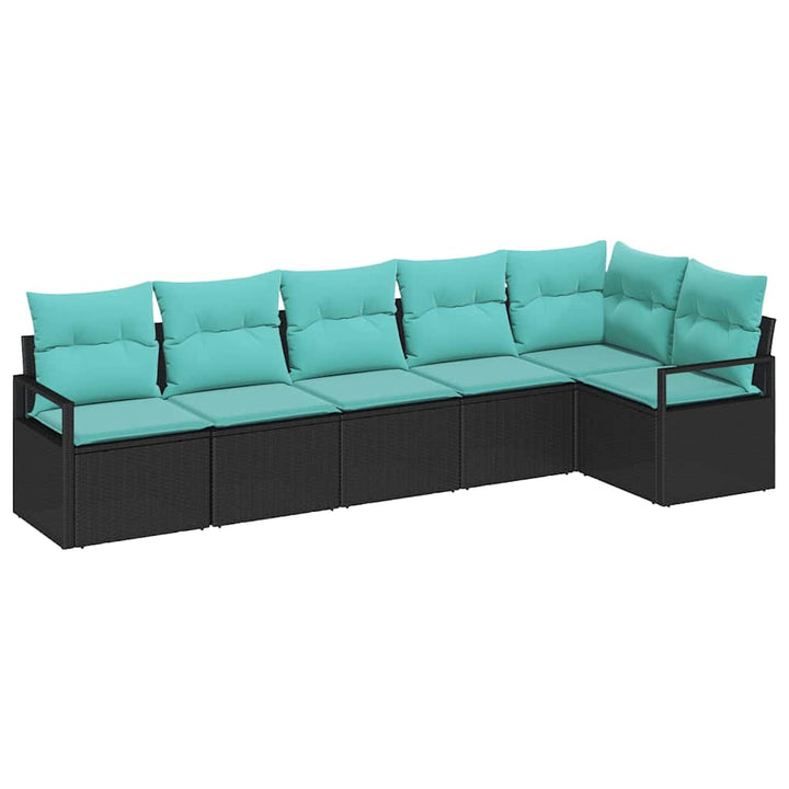 Sofa Sæt 6 pcs Sort polyrattan
