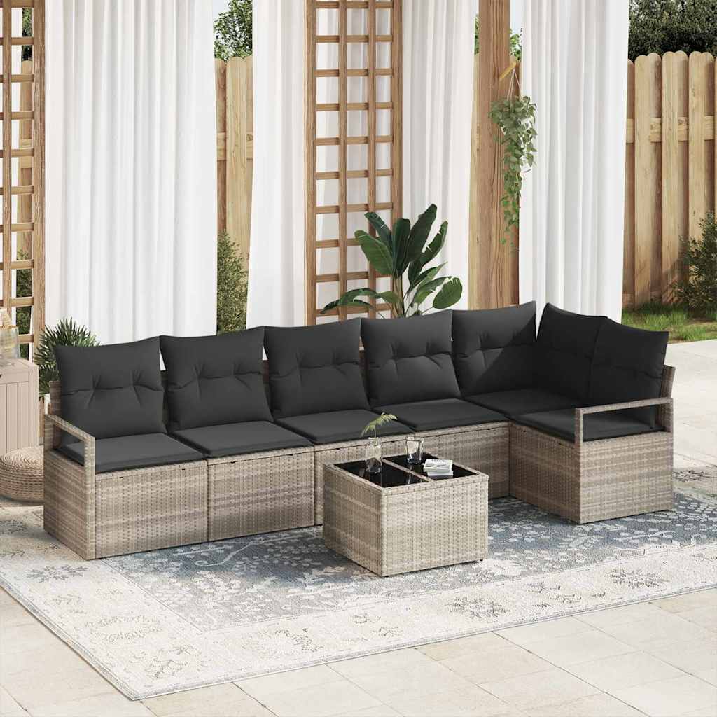 Sofa Sæt 7 pcs Lysegrå polyrattan