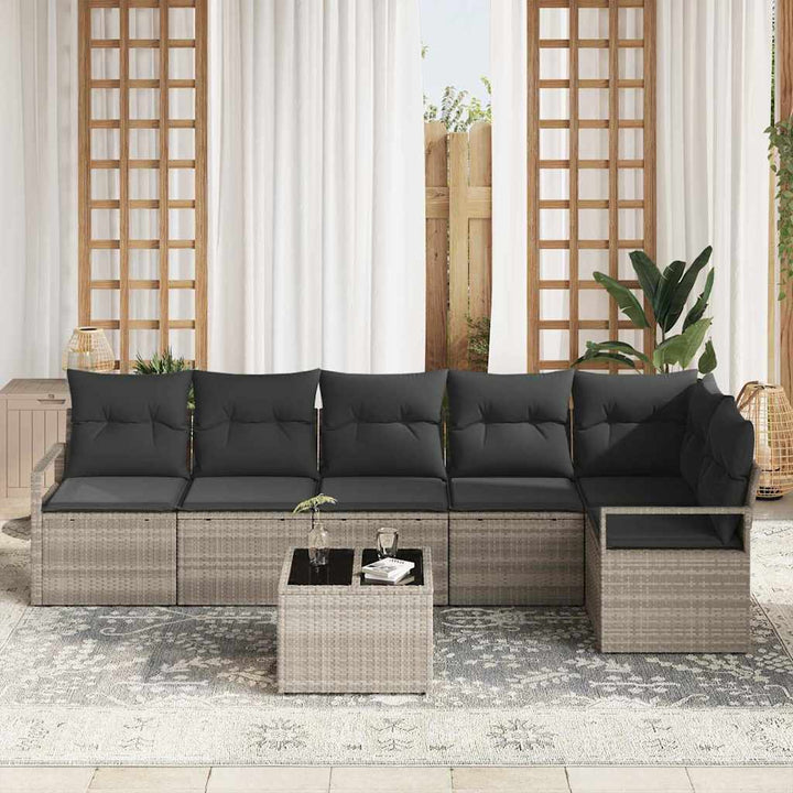 Sofa Sæt 7 pcs Lysegrå polyrattan