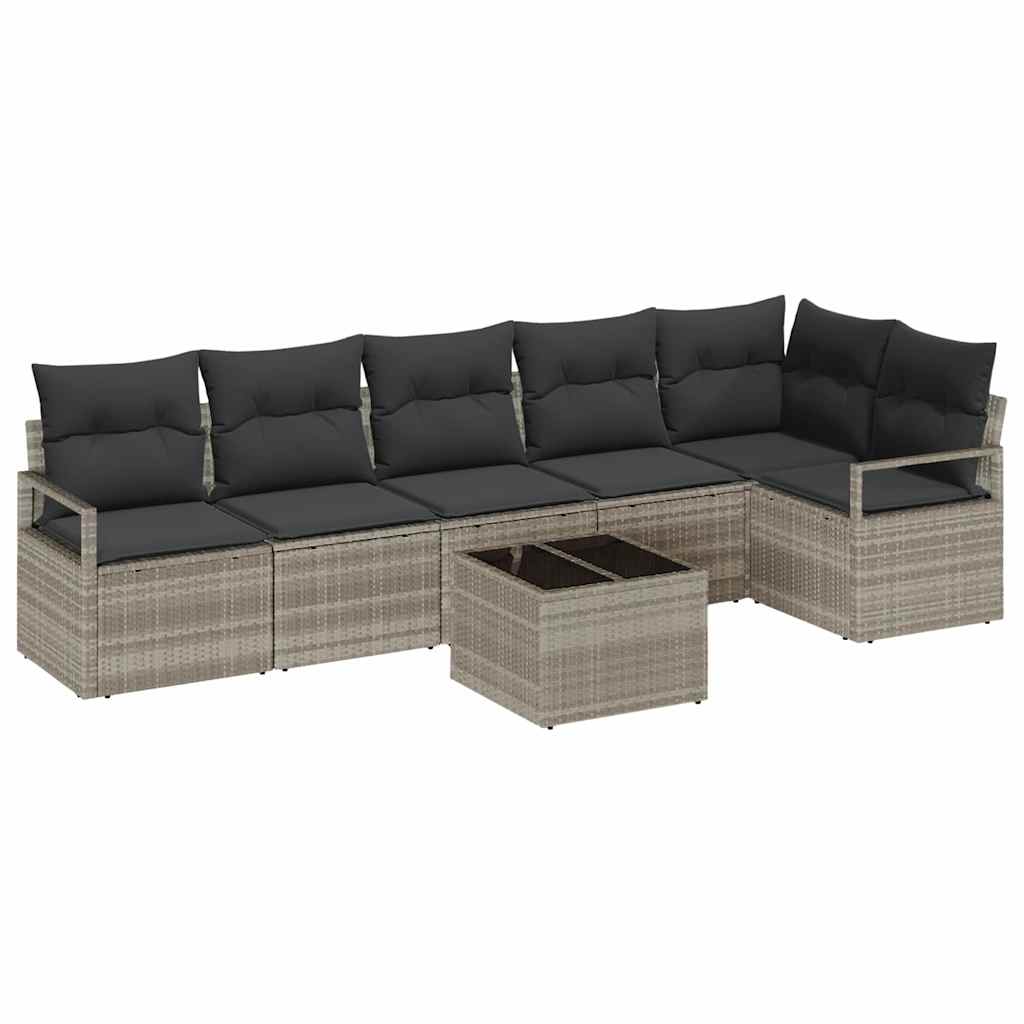 Sofa Sæt 7 pcs Lysegrå polyrattan