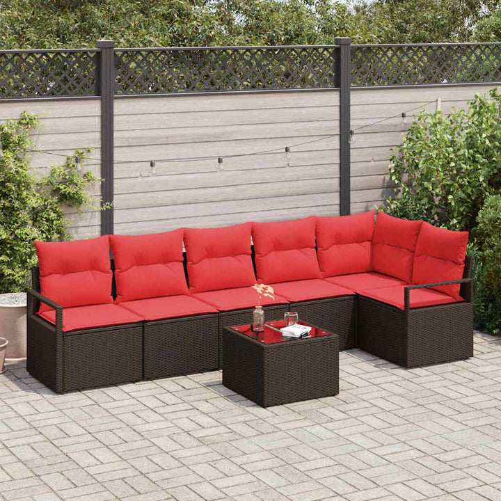 Sofa Sæt 7 pcs Brun polyrattan