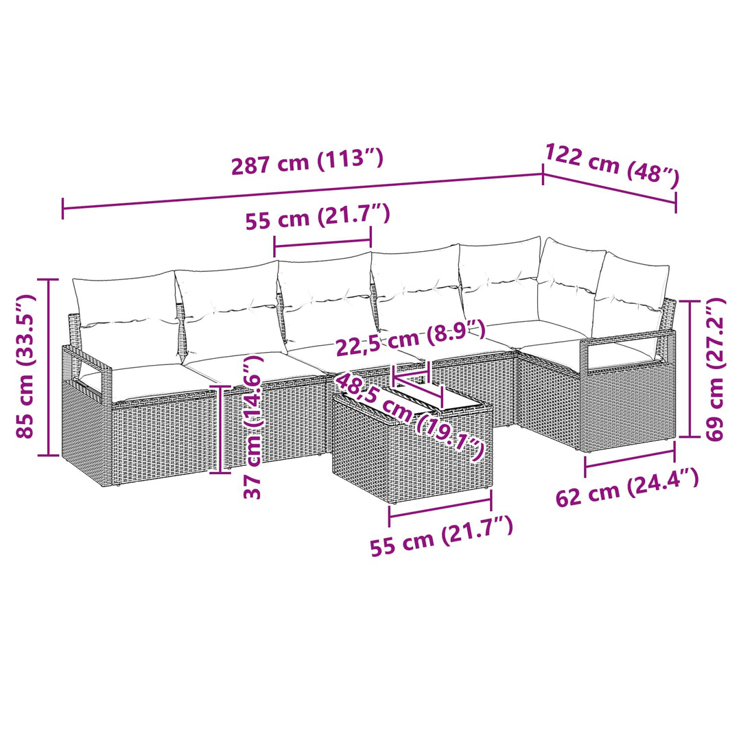 Sofa Sæt 7 pcs Grå polyrattan