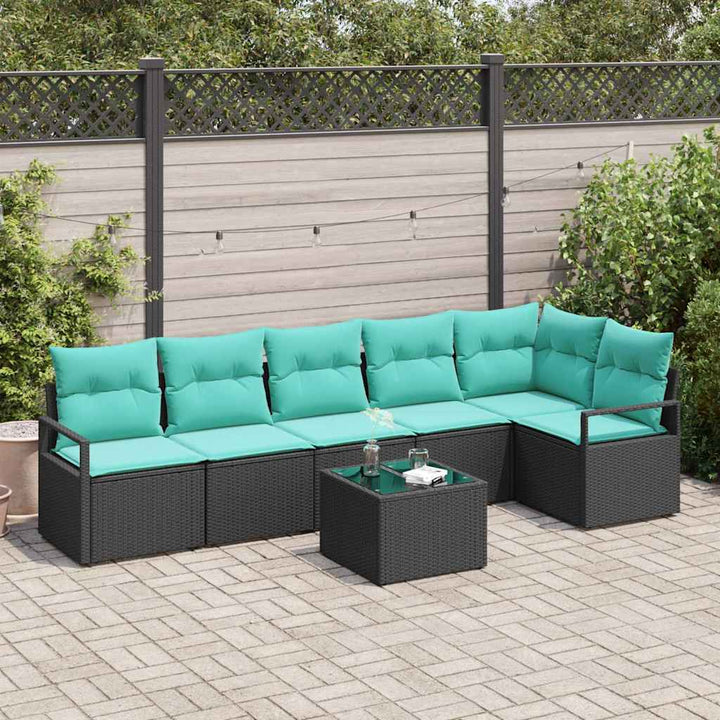 Sofa Sæt 7 pcs Sort polyrattan