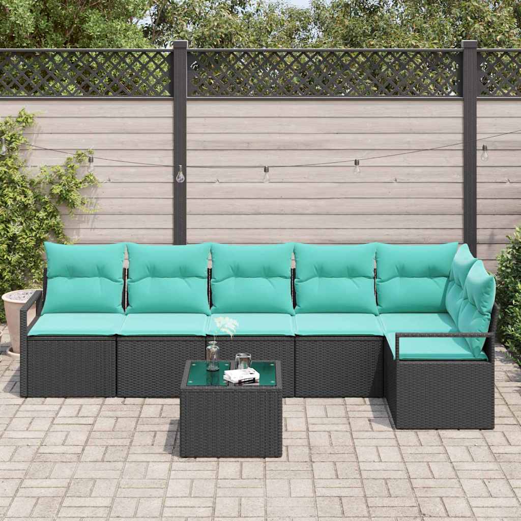 Sofa Sæt 7 pcs Sort polyrattan