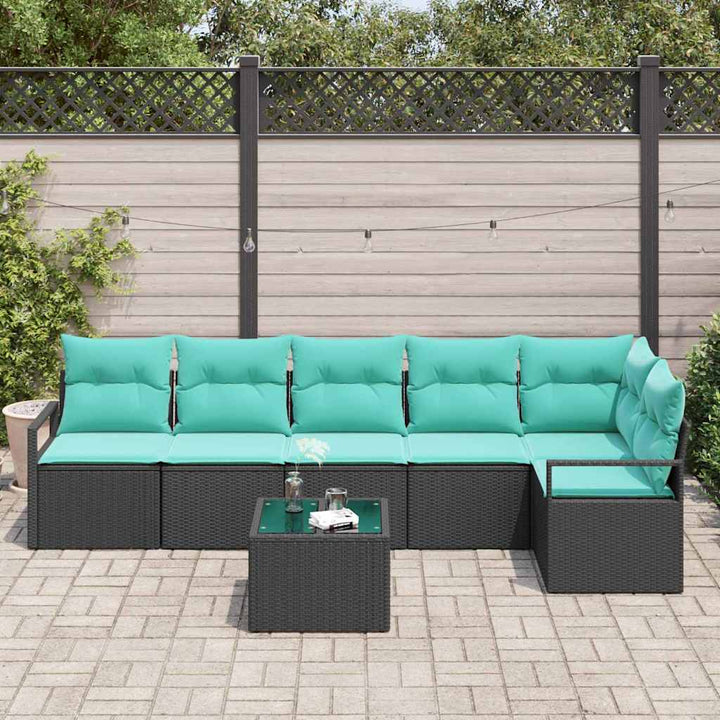 Sofa Sæt 7 pcs Sort polyrattan