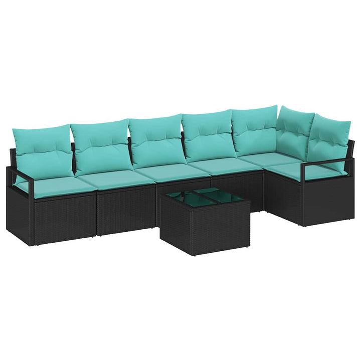 Sofa Sæt 7 pcs Sort polyrattan