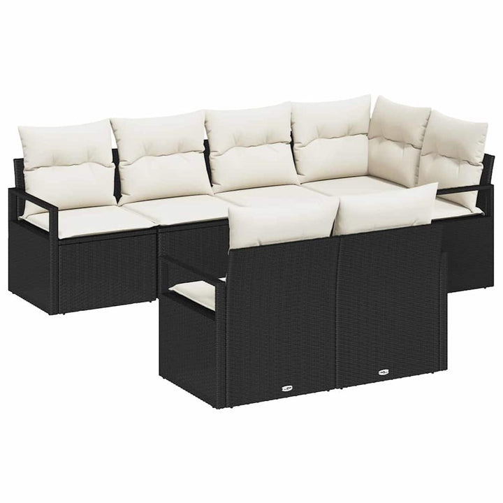 Sofa Sæt 7 stk. Sort polyrattan