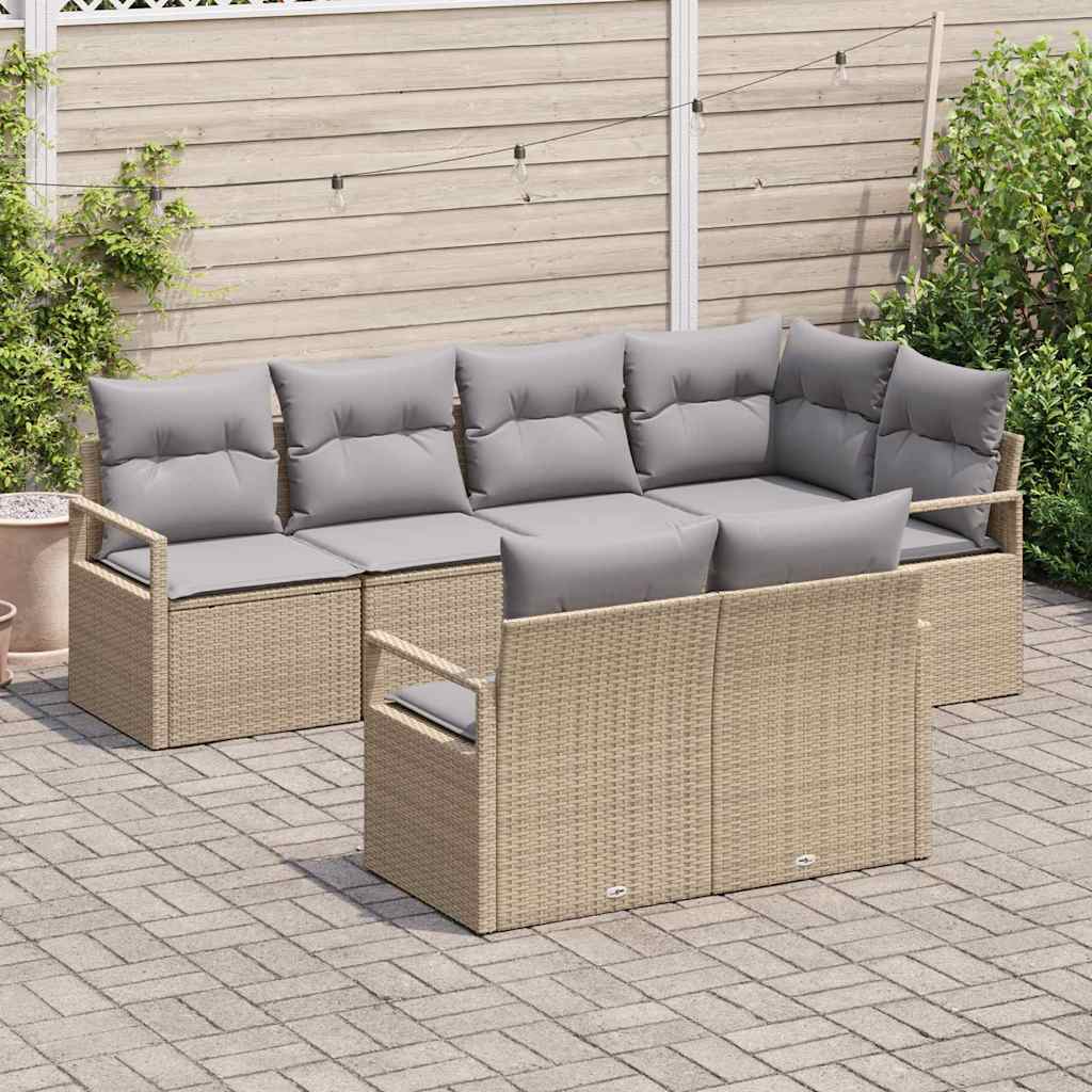 Sofa Sæt 7 pcs Beige polyrattan