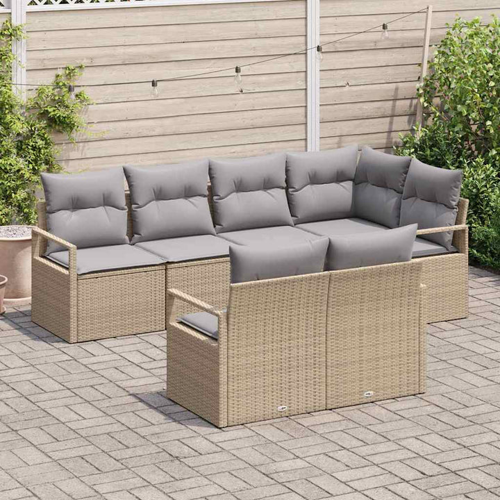 Sofa Sæt 7 pcs Beige polyrattan