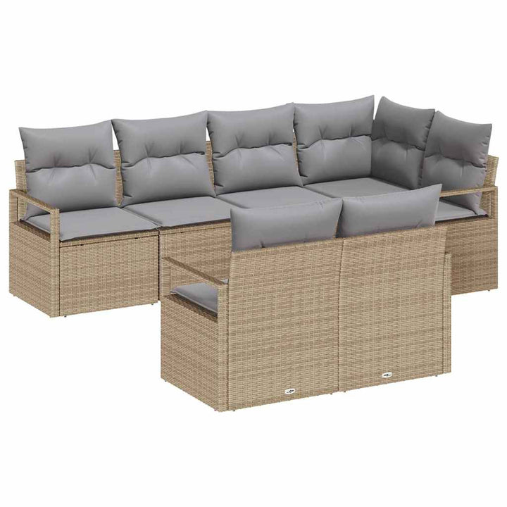 Sofa Sæt 7 pcs Beige polyrattan