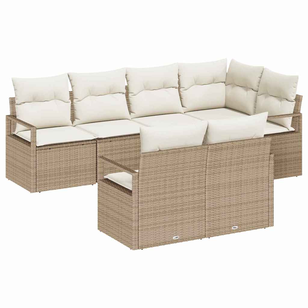 Sofa Sæt med pude 7 pcs Beige polyrattan