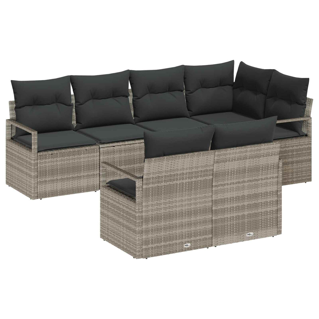 Sofa Sæt 7 pcs Lysegrå polyrattan